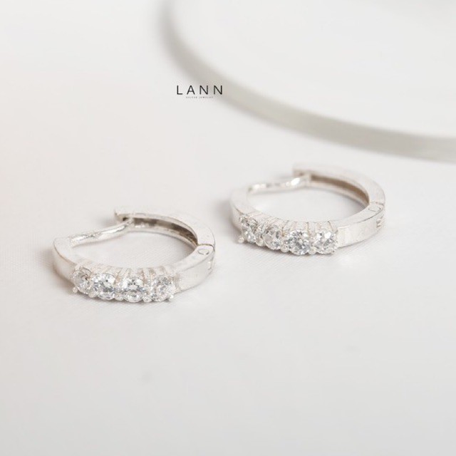 Khuyên 4 đá chốt gài BẠC S925 LANN E210