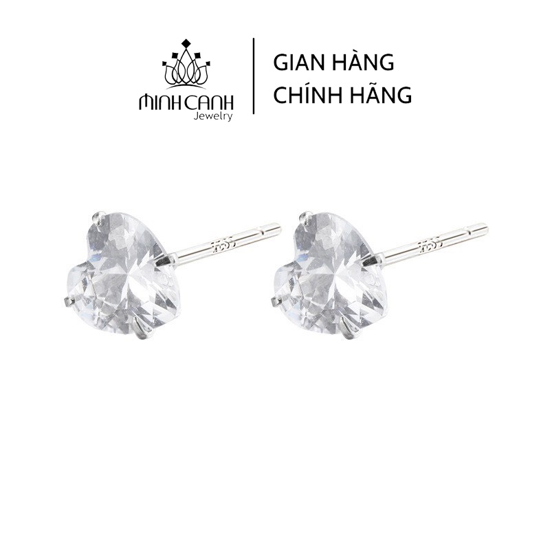 Bông Tai Đá Tim Chốt Bạc Nhiều Size Minh Canh Jewelry