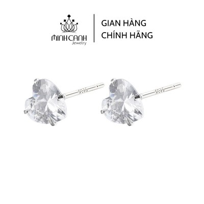 Bông Tai Đá Tim Chốt Bạc Nhiều Size Minh Canh Jewelry