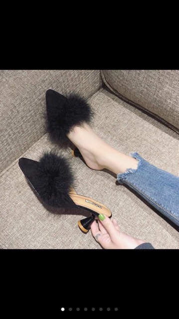 Sục lông cao gót 5cm