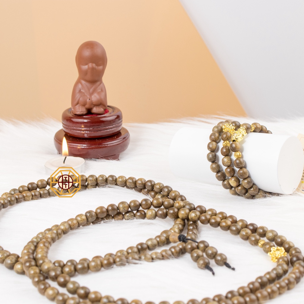 Vòng Trầm Hương Tốc [TẶNG TÚI GẤM] có Mix Tỳ Hưu Hoa Sen, Vòng Tay Phong Thuỷ Chuỗi Tràng 108 Hạt  - Phong Thuỷ Tây Tạn