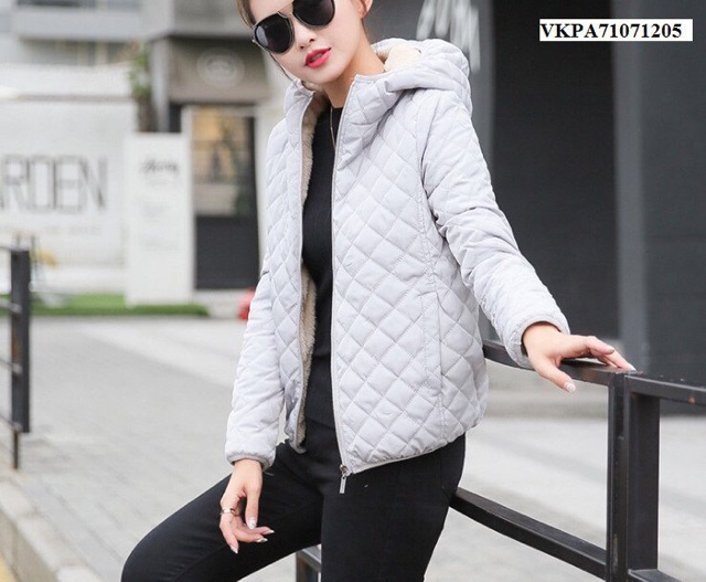 Áo khoác trần trám có lớp lót lông cho nữ