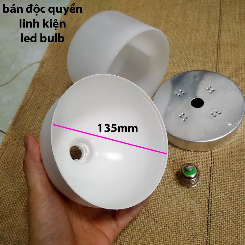 Bộ vỏ đèn LED Bulb 50w phi 135mm, Linh kiện sửa và thay thế bóng đèn