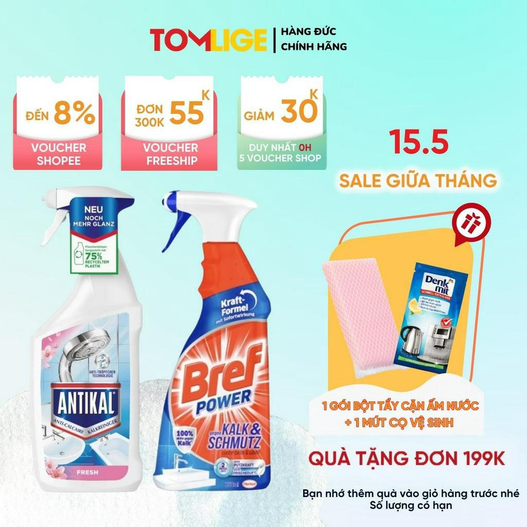 Tẩy Cặn Canxi Antikal Vòi Sen, Chai Xịt Vệ Sinh Nhà Tắm, Vòi Rửa, Vách Kính Tomlige