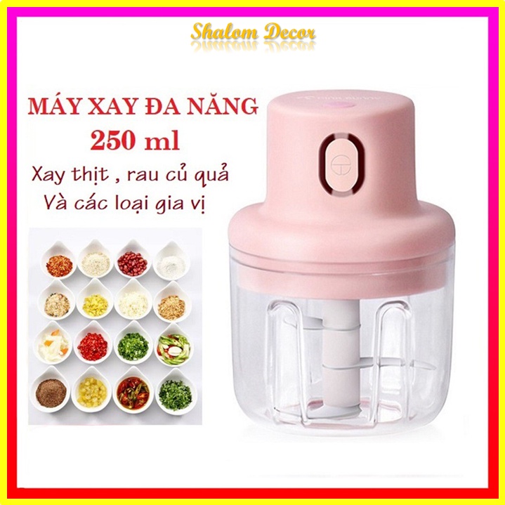 Máy Xay Cầm Tay, Máy Xay Điện Cầm Tay Mini 3 Lưỡi