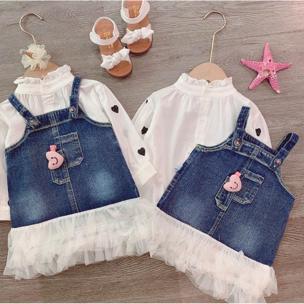 💓 [ 𝗙𝗿𝗲𝗲𝘀𝗵𝗶𝗽 + 𝗠𝗜𝗡𝗔𝟯𝟲𝟴𝟴 ] 💓 SET YẾM JEAN ĐUÔI CÁ + ÁO SƠMI BÉ GÁI, hàng loại 1, bao đẹp