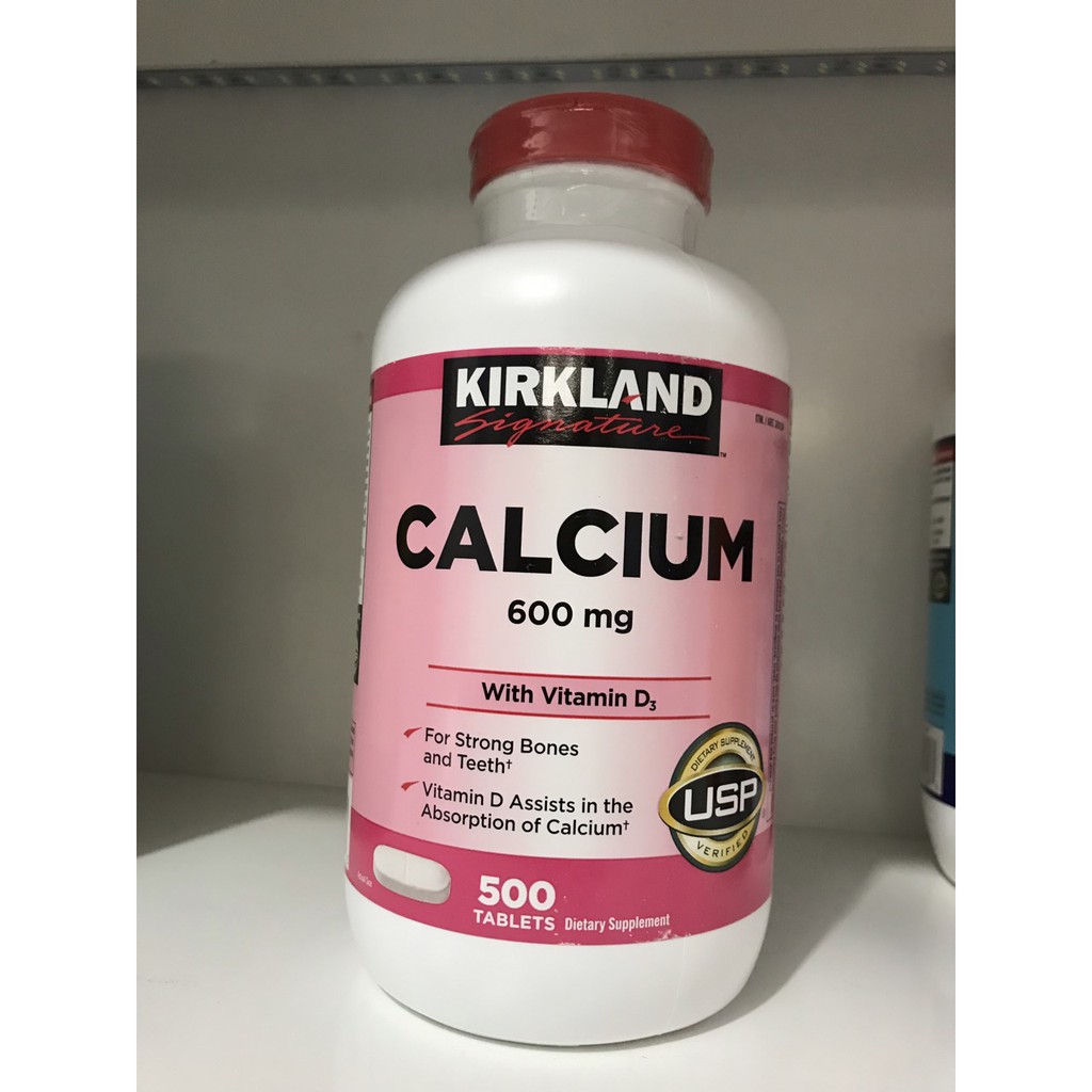 Kirkland Calcium 600mg With Vitamin D3 giúp xương chắc khỏe, chống loãng xương (Chai 500 viên)