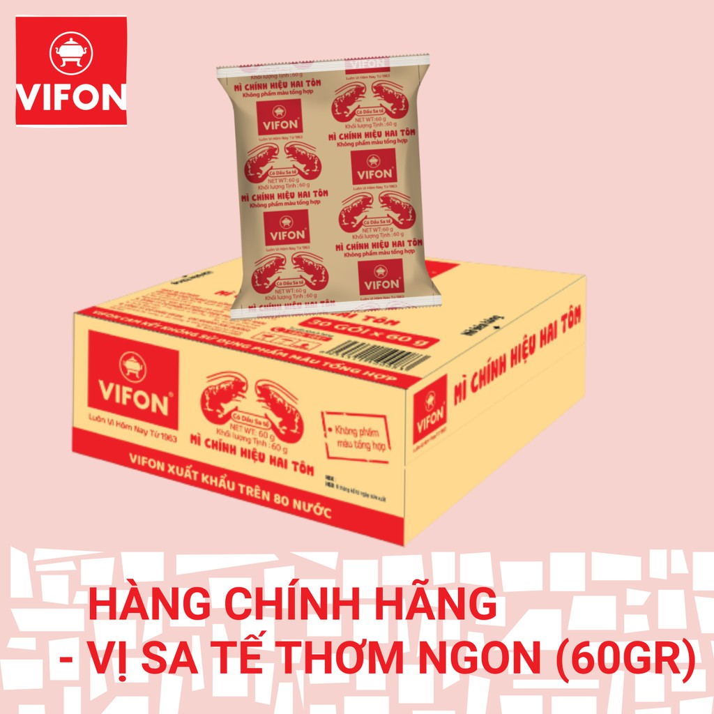 Thùng 30 Gói Mì Chính Hiệu Hai Tôm VIFON 60g/Gói | BigBuy360 - bigbuy360.vn