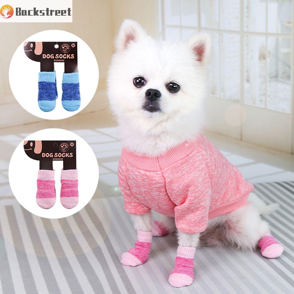 Bộ 4 vớ bốt bảo vệ móng chân dày ấm áp mang trong nhà thời trang thu đông đáng yêu chống trượt dành cho cún cưng nhỏ