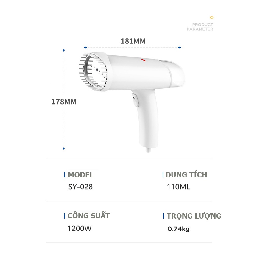 Bàn là hơi nước cầm tay XFUER [BH 12 Tháng] công suất 1200W, bàn ủi hơi nước cầm tay mini tiện lợi cho việc di chuyển.