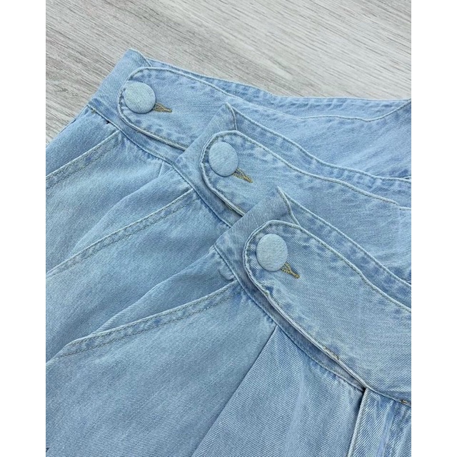 quần short jean cúc bọc ống rộng