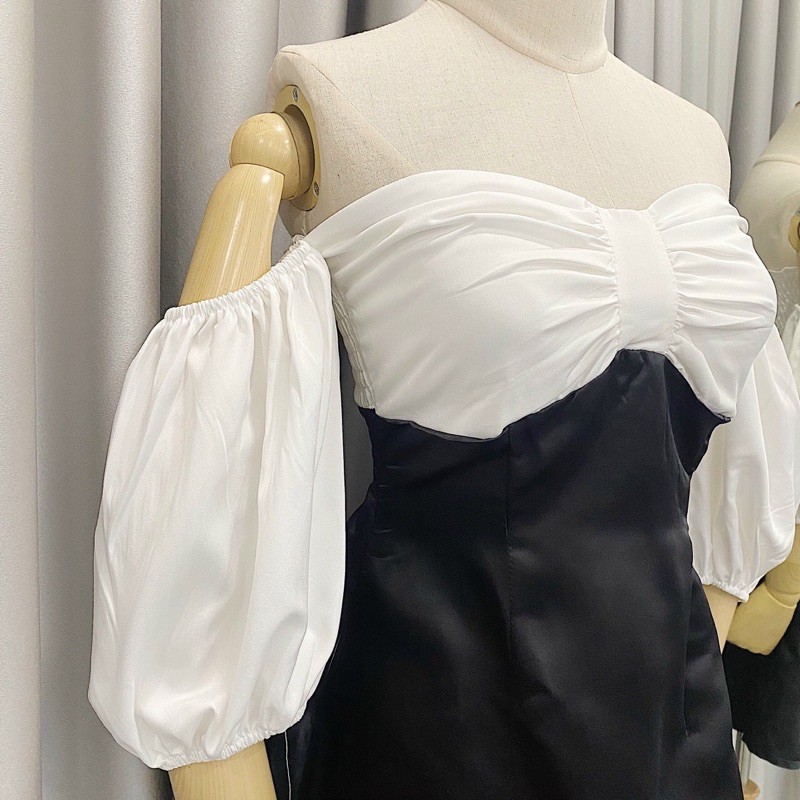 Đầm Kiểu SY DRESS thiết kế kiểu dáng hiện đại nhấn nhá vòng 1 tinh tế sau lưng bo chun co giãn chất vải phi cứng xoè nhẹ