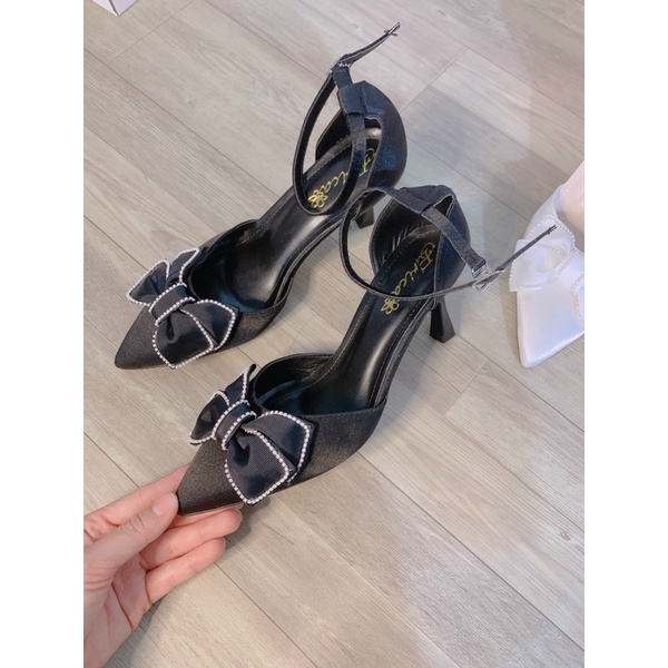 Giày Sandal bít mũi  đính nơ sang chảnh gót nhọn 7cm G32