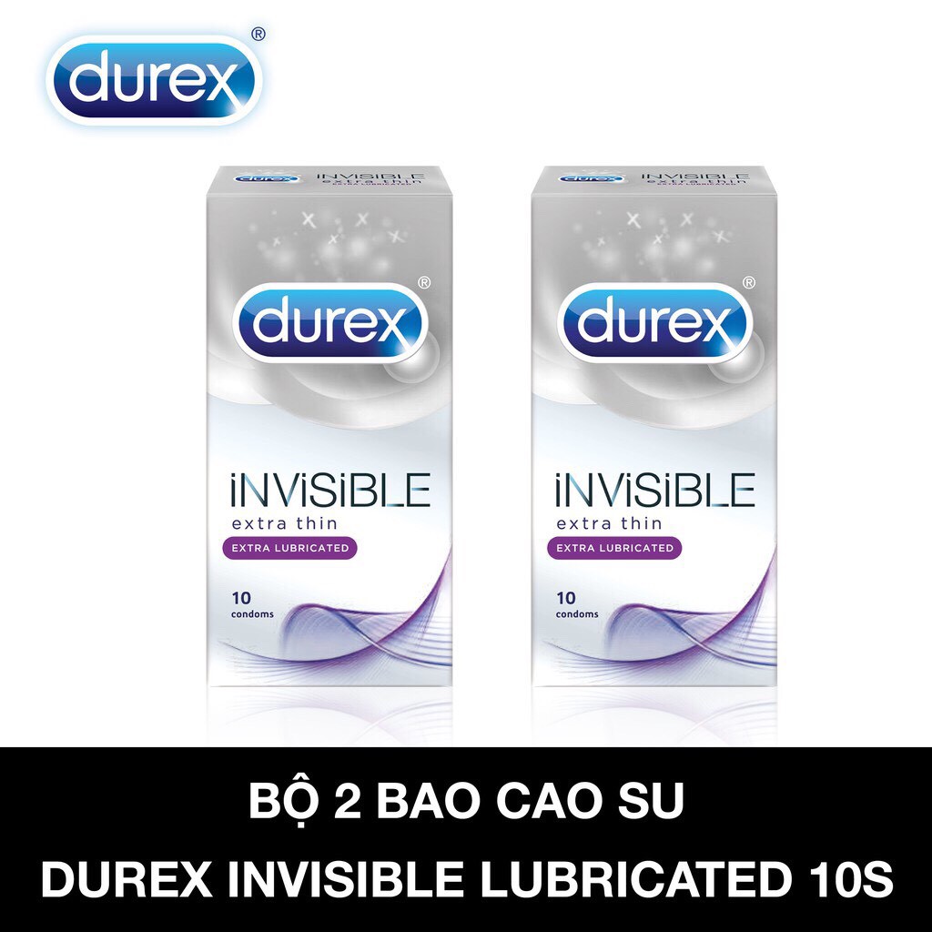 Bộ 2 bao cao su Durex Invisible extra lubricant 10 bao/hộp