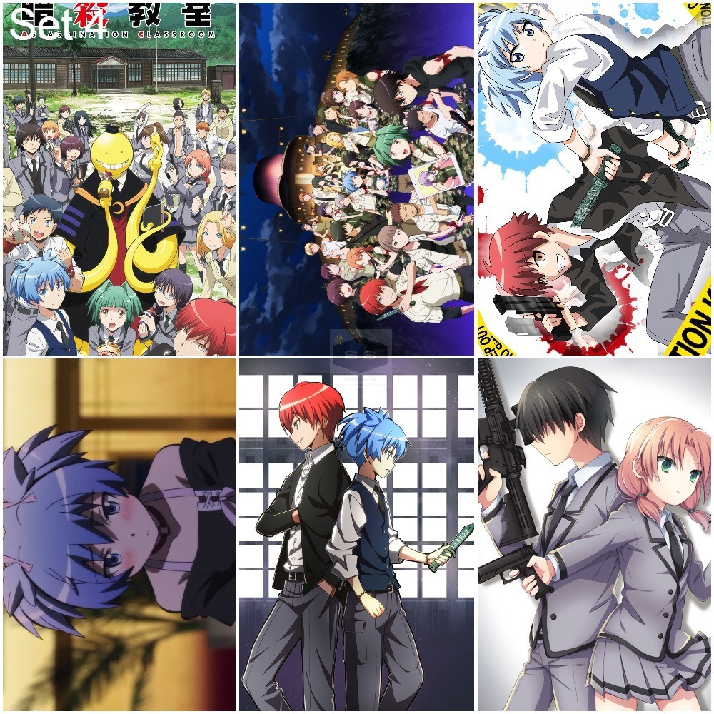 Bộ 6 Áp phích - Poster Anime Assassination Classroom - Lớp Học Ám Sát (bóc dán) - A3,A4,A5