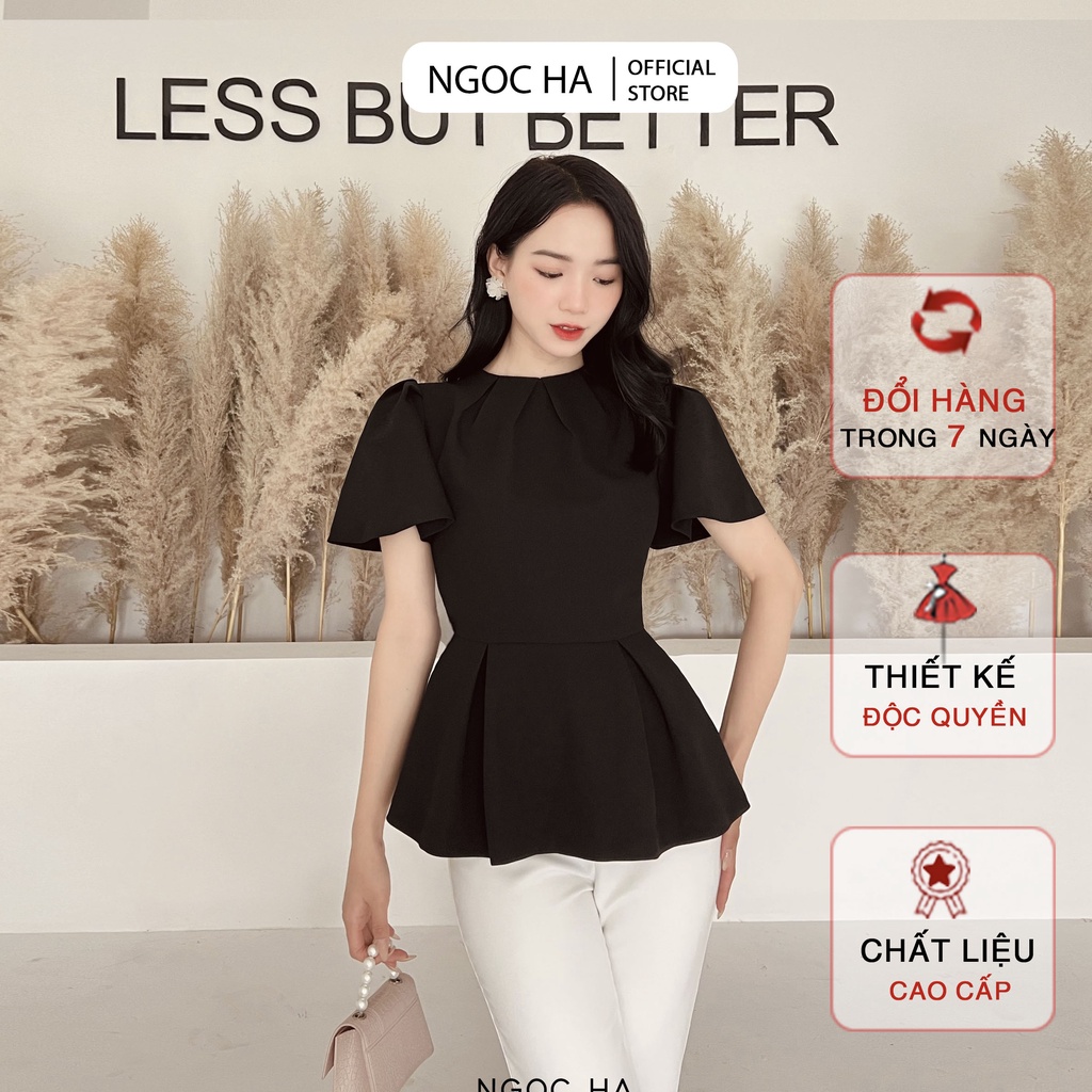 Áo Thiết Kế Nữ Cao Cấp, Kiểu Áo Xếp Ly Sang Chảnh, Hiện Đại NGỌC HÀ Design A324 SMLXL2XL