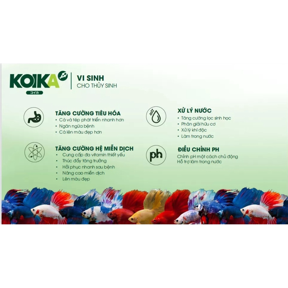 KoiKa BAC+ Vi Sinh TIÊU HÓA Cho CÁ Cảnh Và TÉP Cảnh Thủy Sinh