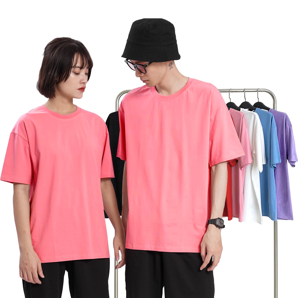 Áo Thun Tay Lỡ Thời Trang 24h Tay Lửng Màu Hồng Dâu Nam Nữ Free Size
