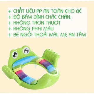 Bệ lót thu nhỏ bồn cầu có tay vịn hình chú ếch cho bé yêu.