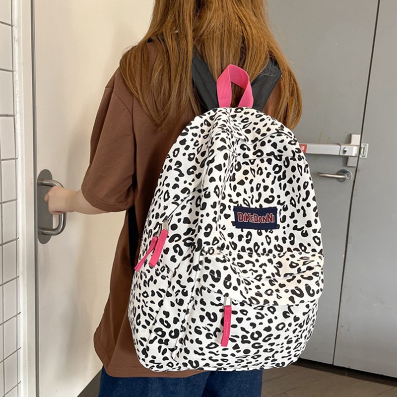 Balo IELGY vải canvas in họa tiết bò sữa độc đáo thời trang cho nữ