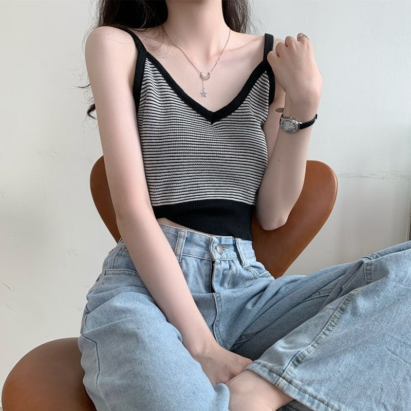 Áo Dệt Kim Không Tay Hở Lưng Thời Trang Mùa Hè Dành Cho Nữ