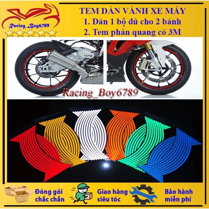 Tem dán vành Racing boy phản quang 3M