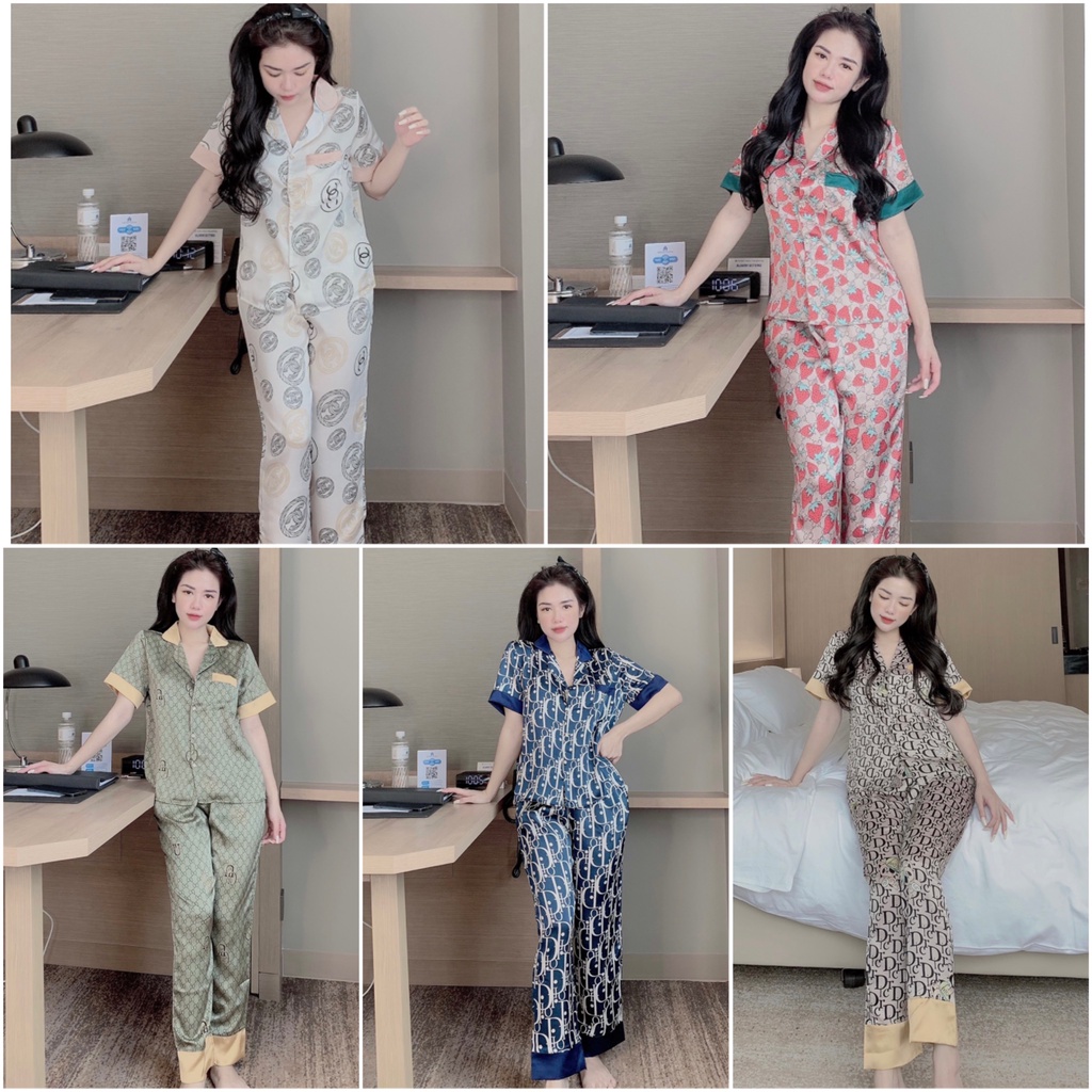 [Siêu Hot] Bộ đồ Pijama lụa💖Bộ lụa thiết kế Họa tiết - chất liệu mát lịm[HÀNG ĐẸP CHUẨN] [ẢNH THẬT +VIDEO]