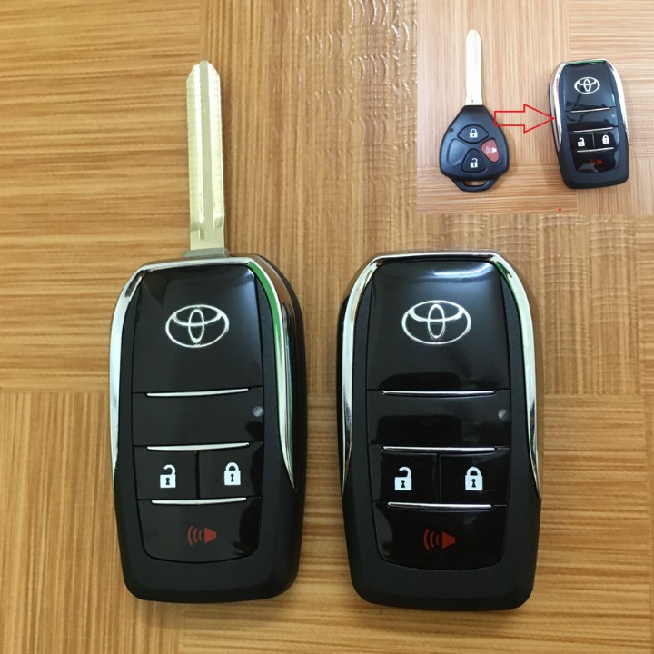 Độ vỏ chìa khóa ô tô Toyota dạng gập, thay vỏ chìa khóa từ xe Toyota, vỏ chìa khóa remote toyota