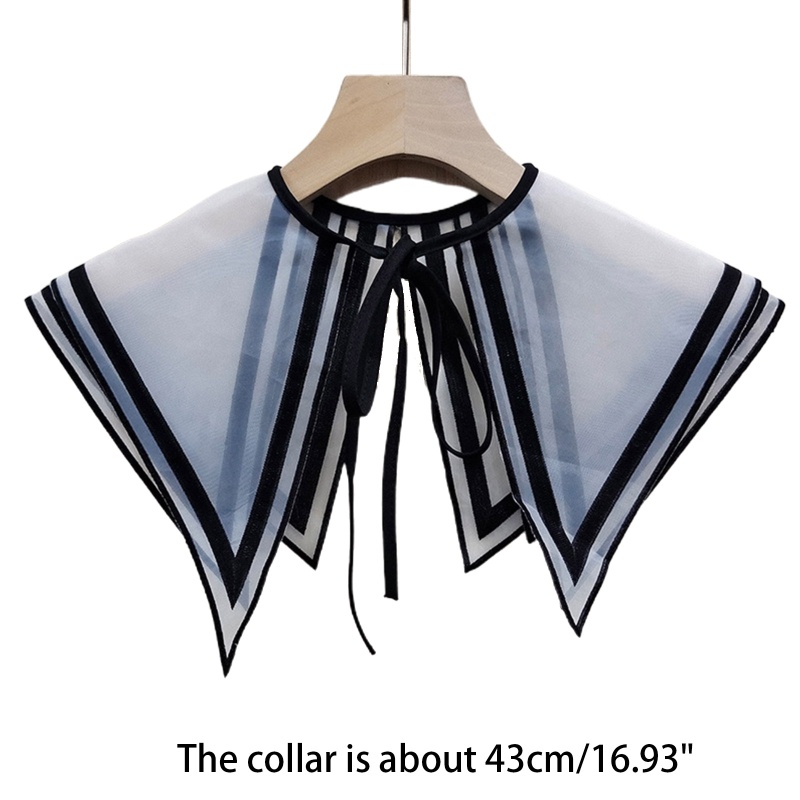 Khăn Choàng Cổ Giả Hai Lớp Thêu Họa Tiết Màu Sắc Tương Phản Thời Trang Cho Nữ Sinh