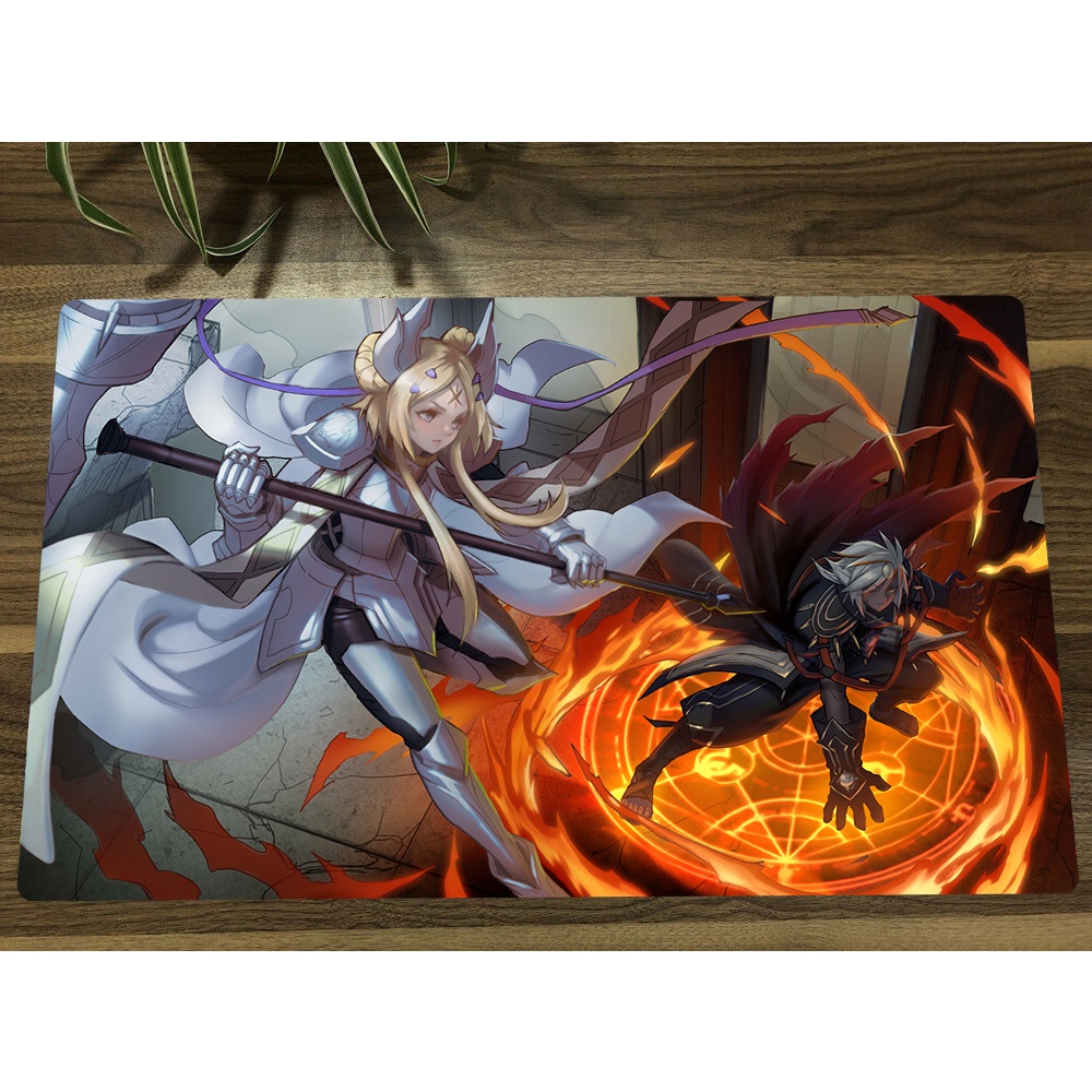 Thảm Lót Chuột Chống Trượt 60x35cm In Hình Anime YuGiOh Dogmatika Ecclesia Vs Albaz TCG
