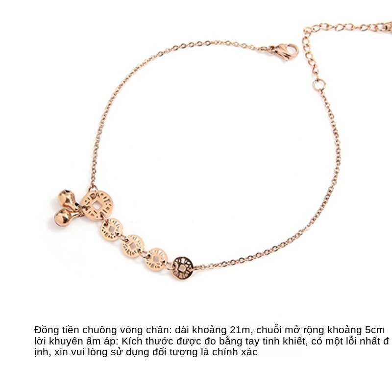 Lắc chân thép titan mạ vàng 18K phong cách Hàn Quốc trẻ trung