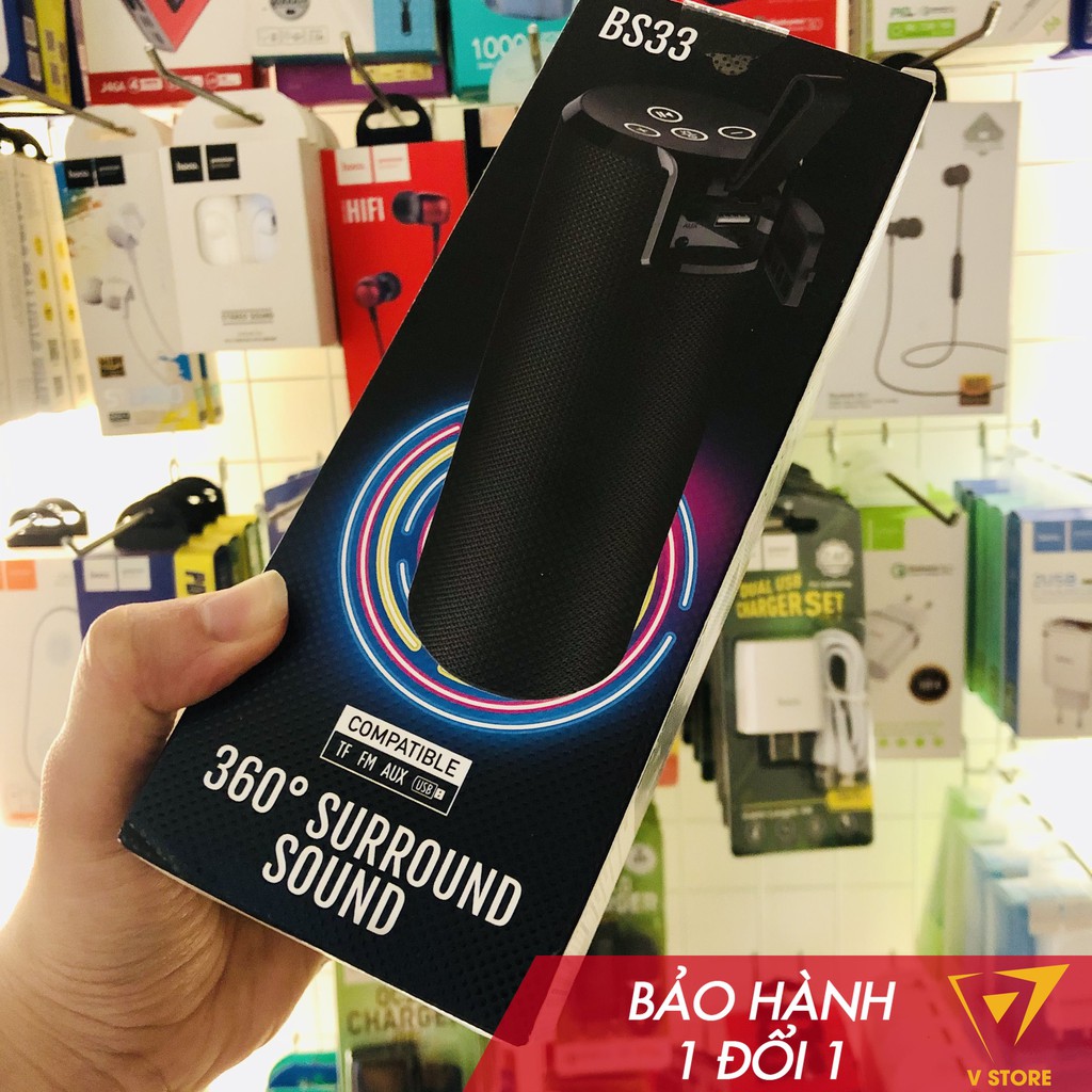 LOA BLUETOOTH NGHE NHẠC HOCO BS33 5W V5 CHỐNG TIA NƯỚC IPX5 PIN TRÂU HỖ TRỢ AUX, USB, THẺ NHỚ, FM
