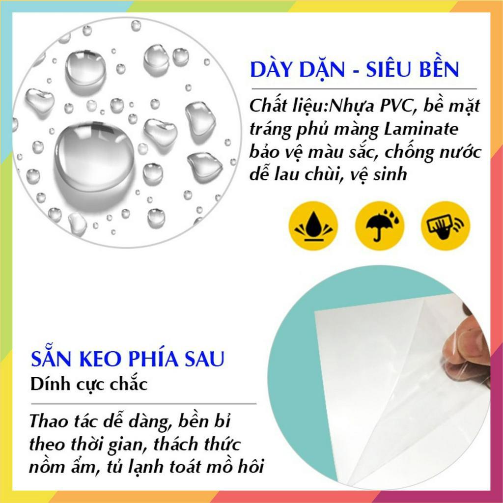 Tấm dán tủ lạnh bằng decal chống nước, có keo sẵn mặt sau, bao gồm 4 bộ kích thước, hình ảnh in sắc nét