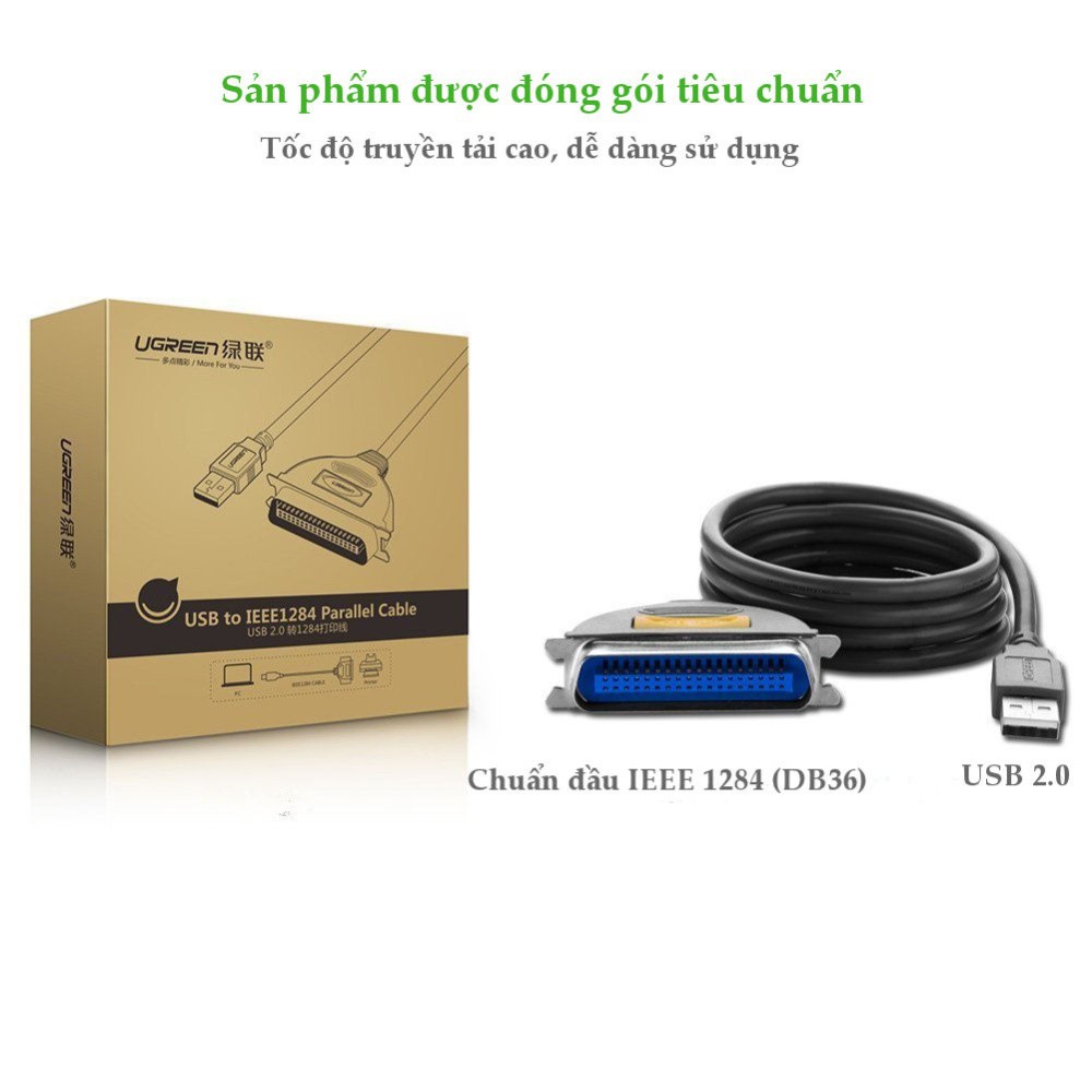 Dây máy in USB sang IEEE1284 Parallel dài 1-2m UGREEN CR124