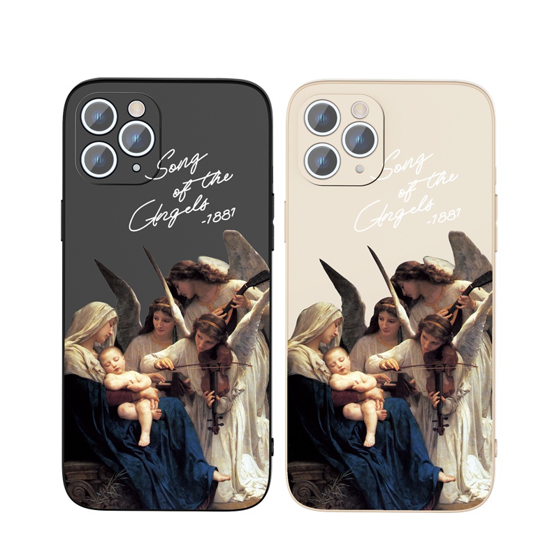 Ốp điện thoại iphone vuông hình thiên thần AKBKTII thích hợp iPhone 11Pro Max 7 8 plus 13 12ProMax Xr Xs Max 13 12 Mini
