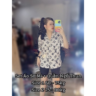 Set áo sơ mi + quần ngố thun