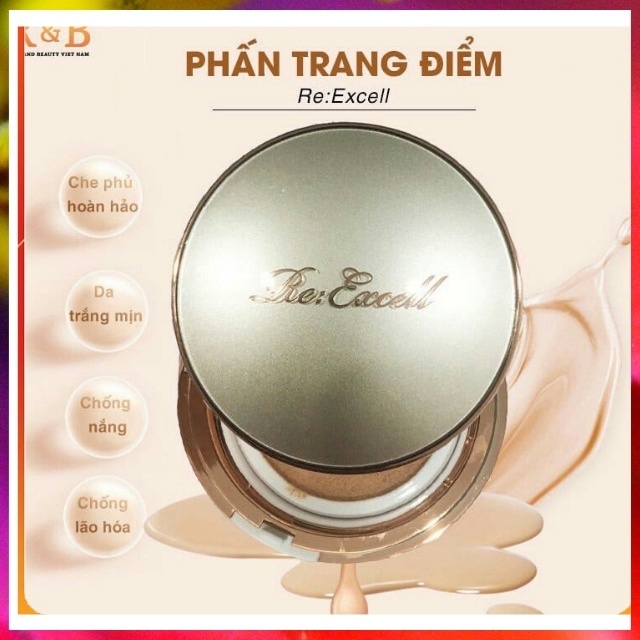 [SPA CAO CẤP]Phấn Phủ Re:Excell UV Cushion Multi Foundation Dưỡng Ẩm, Nâng Tone,Chống Nắng,Kiềm Dầu,Che Khuyết Điểm,Tốt