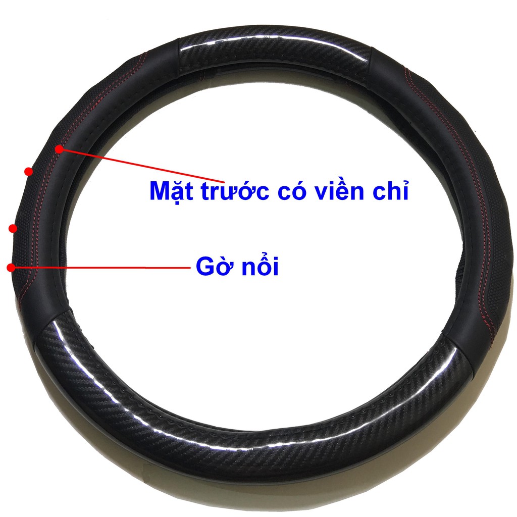 Bọc Vô Lăng Da Vân Carbon Đen - Bọc tay lái ô tô - Ốp vô lăng dùng Được cho Hầu Hết Các Dòng Xe size 38 nhập khẩu AZOZO