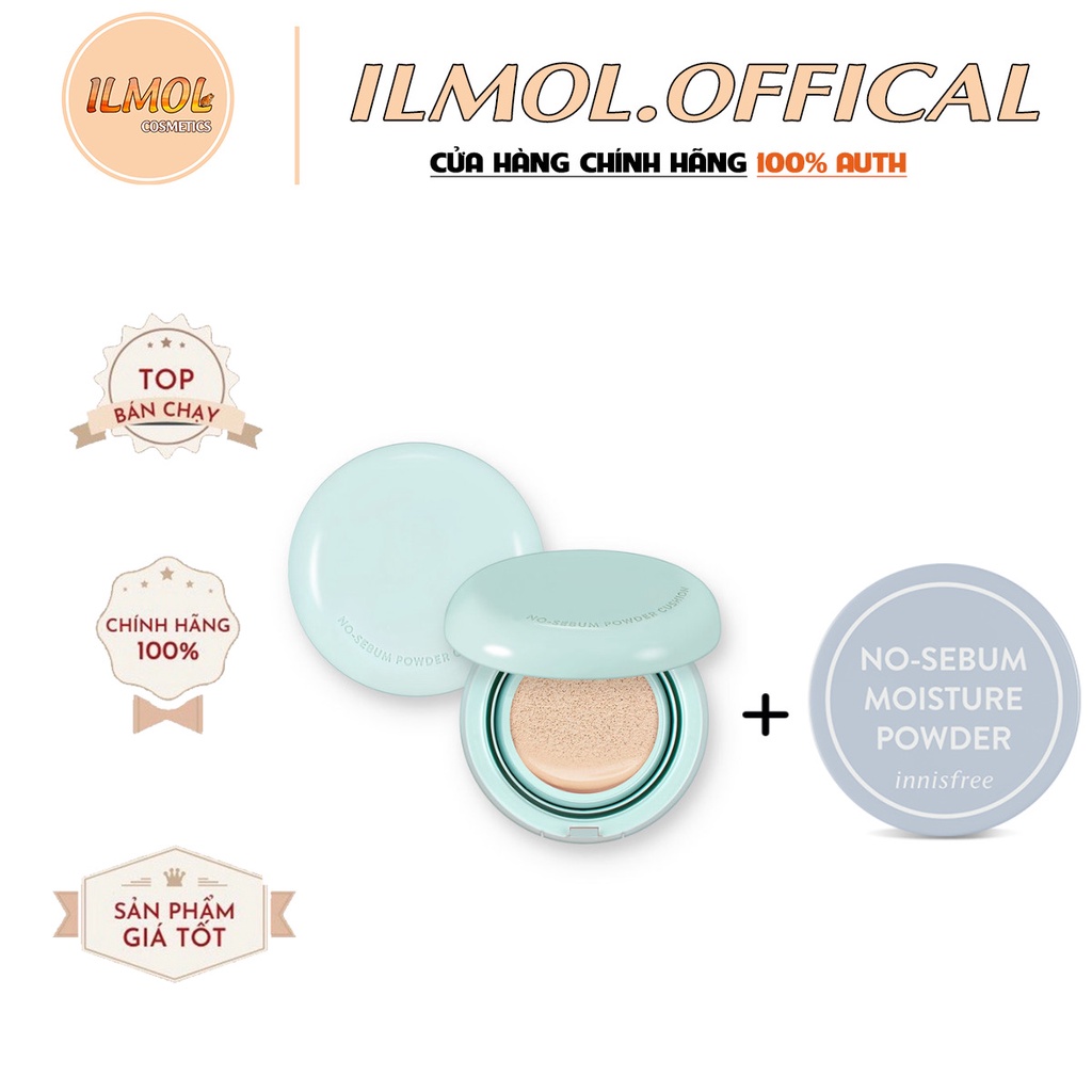 combo Phấn Phủ Bột Innisfree No-sebum Powder / Phấn nước kiềm dầu Innisfree No-Sebum Powder Sun Cushion 14g