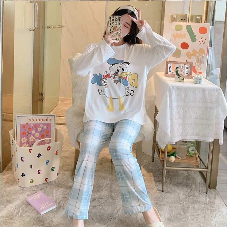 Đồ Ngủ Nữ Dài Tay Đồ Bộ Nữ Cao Cấp Thu Đông Cotton ELINA DN01 | BigBuy360 - bigbuy360.vn