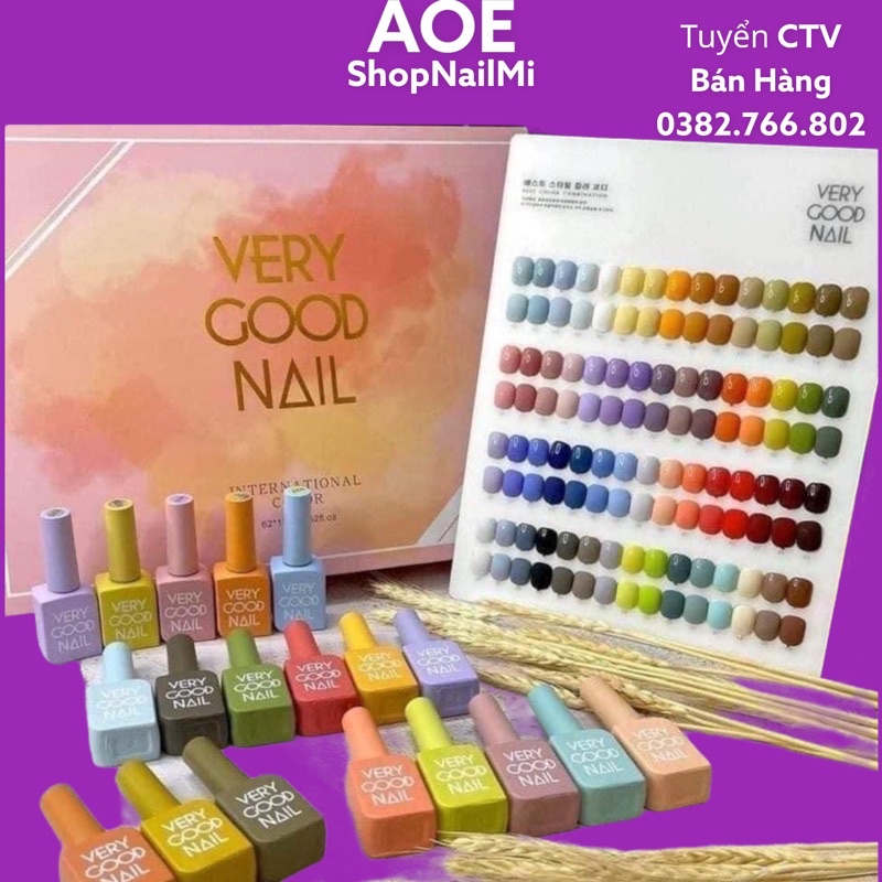 Sét Sơn Gel Very Good Nail 60 Màu" Chính Hãng" Nước Sơn Mướt Đẹp, Tặng Hộp Full Box Kèm Bảng+Base Top