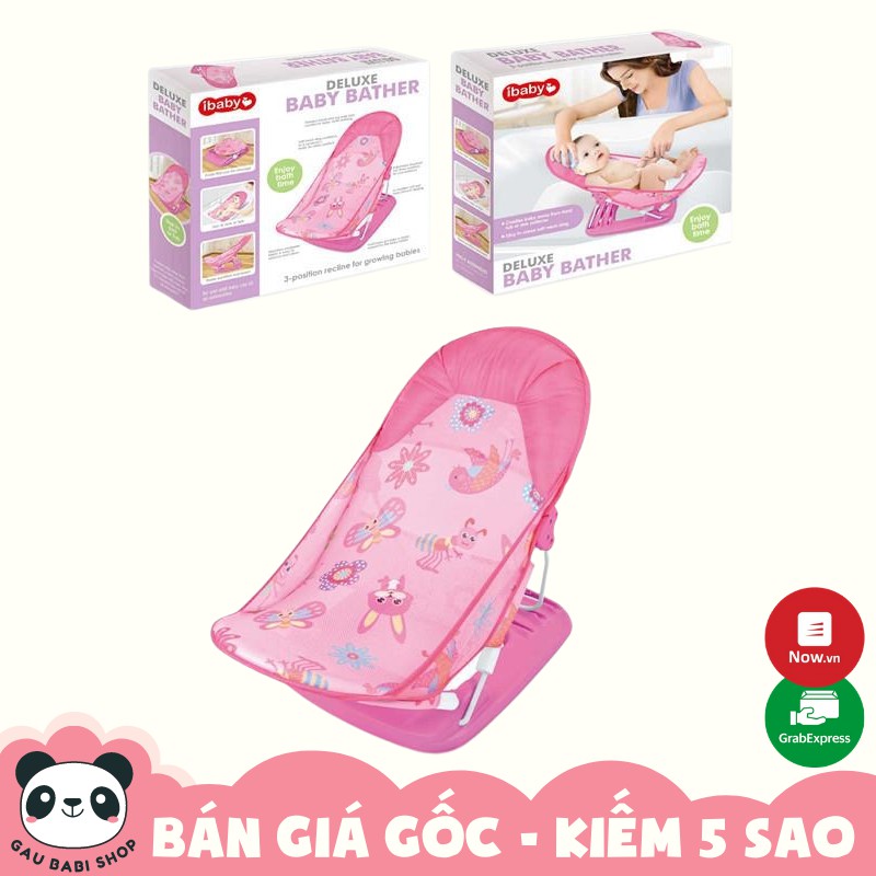 FREE SHIP !!! Ghế nằm tắm có tựa đầu trẻ em Màu Hồng iBaby chính hãng