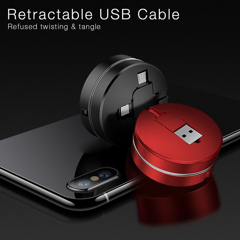 IPHONE Dây Cáp Sạc Dữ Liệu Micro Usb Type-C 3 Trong 1 Có Thể Thu Gọn Tiện Dụng 0319 | BigBuy360 - bigbuy360.vn