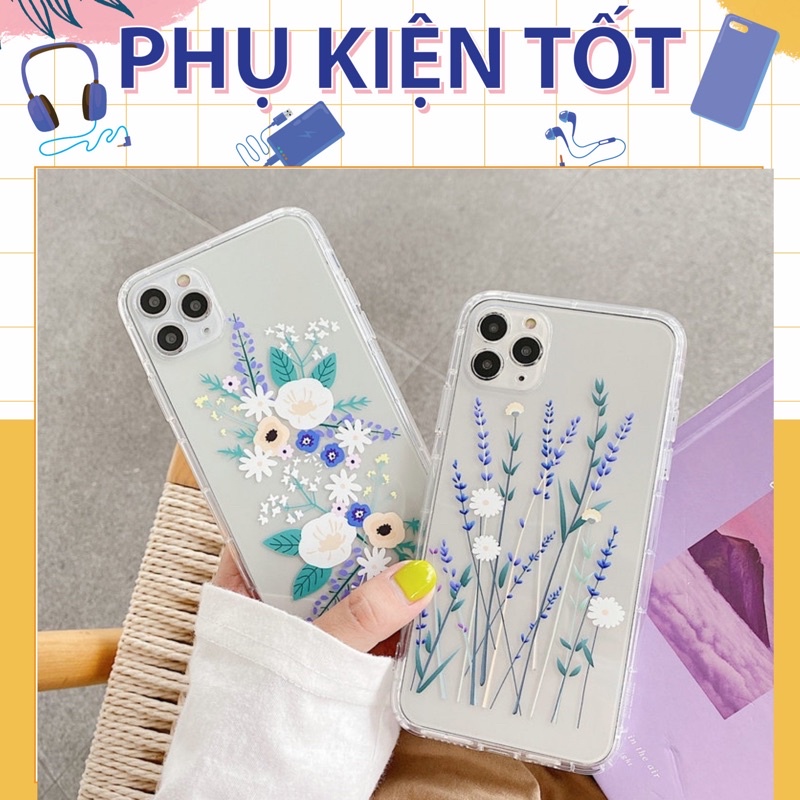 Ốp Lưng Case Iphone Dẻo  Hoa cỏ Trong Không Ngả Màu 7g/8g/7Plus/8Plus/X/Xs/Xsmax/Xr/11/11Pro/11Promax/12/12pr