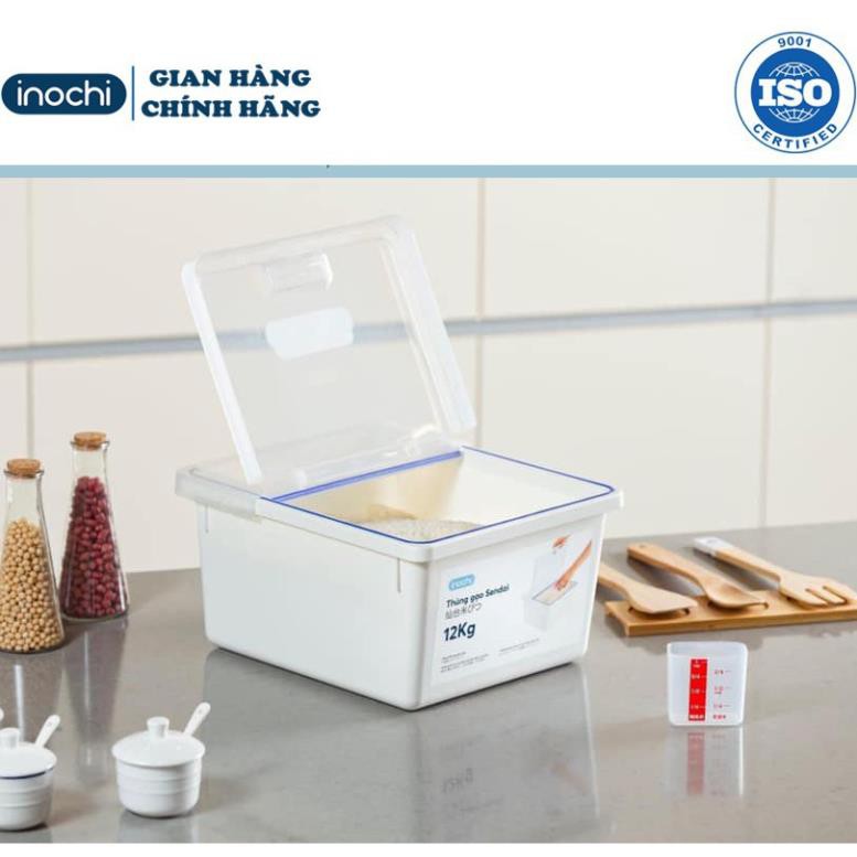 Thùng Đựng Gạo -thông minh Cao Cấp INOCHI Sendai 12 KG Nắp Nhựa Kháng Khuẩn Chống Ẩm cao cấp tiêu chuẩn nhật THGN12 | BigBuy360 - bigbuy360.vn