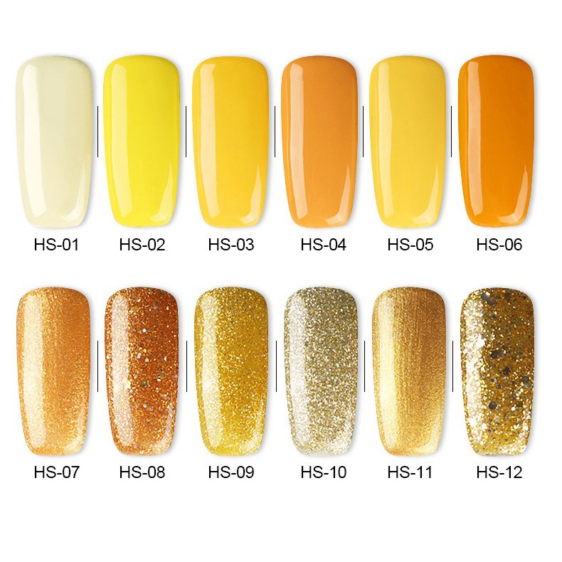 Sơn gel AS sơn móng tay gel dùng máy hơ gel sơn nail tone vàng chanh vàng hoa mai vàng nhũ vàng cam NAIL SUZY mã HS 15ml