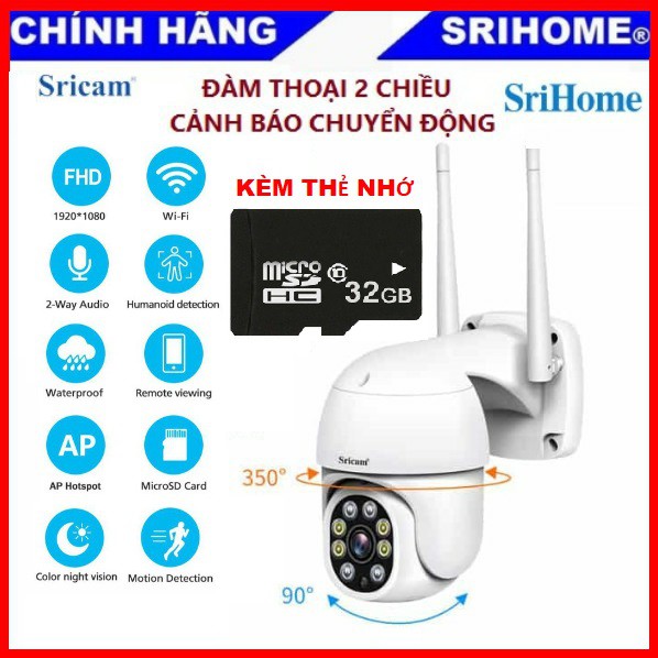 Camera Wifi Ngoài Trời Srihome SP028 Ảnh FullHD - 1080P Bảo Hành 12 Tháng, Kèm Thẻ Nhớ Tới 64GB | BigBuy360 - bigbuy360.vn