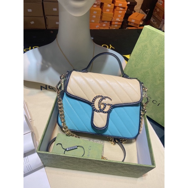 TÚI GC MARMONT DA BÒ MIX MÀU SIZE 22CM