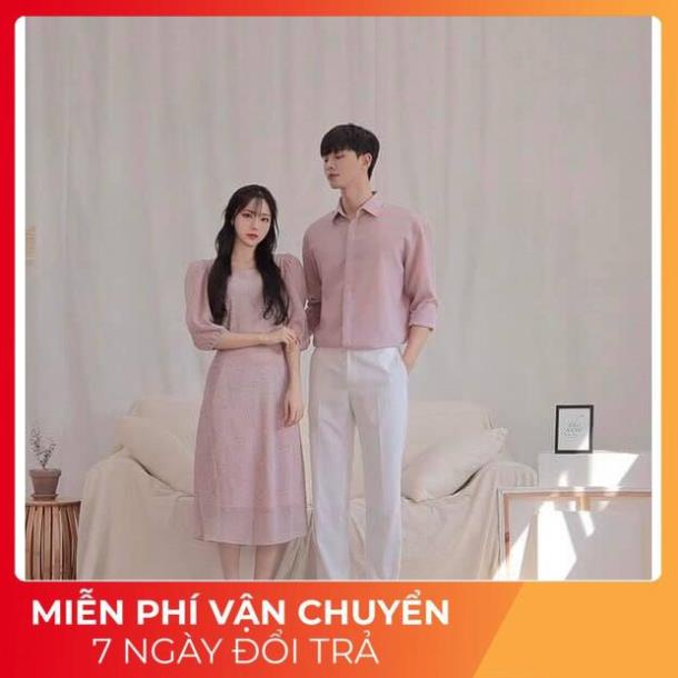 Couple - Áo đôi áo cặp 🎀FREESHIP🎀 áo đôi hoa lá đi biển du lịch chụp cưới đầm nữ sơ mi nam dài tay HQ couple AV105