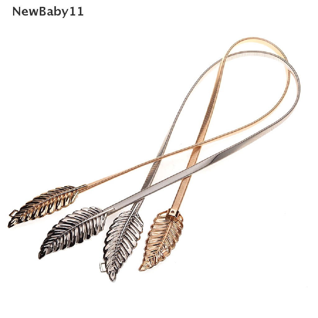 Thắt Lưng Co Giãn Hình Chiếc Lá Màu Vàng / Bạc Cho Nữ